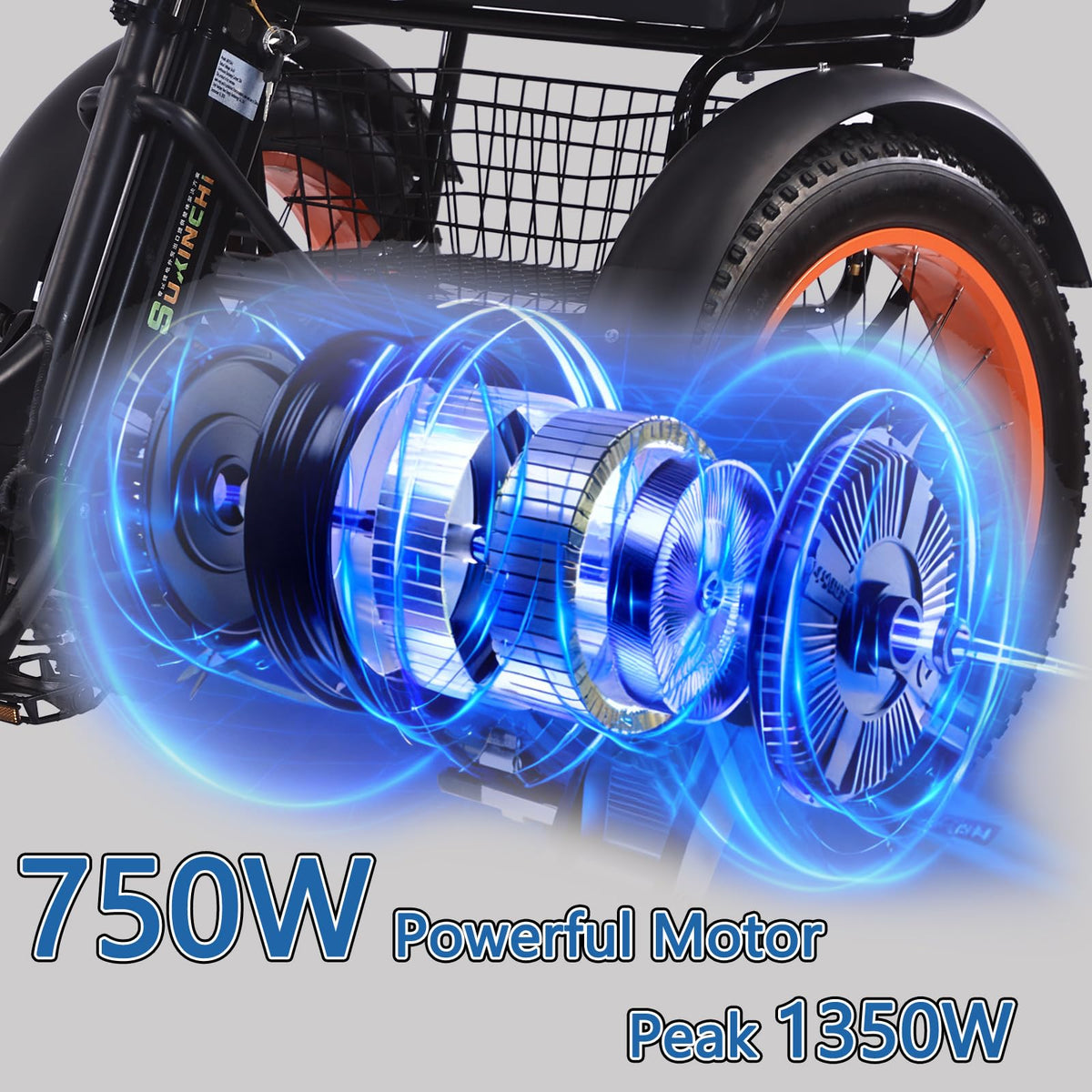20"x4.0" Fat Tire 750W Folding Electric Tricycle 48V 15Ah Aluminum 7-Speed J8075