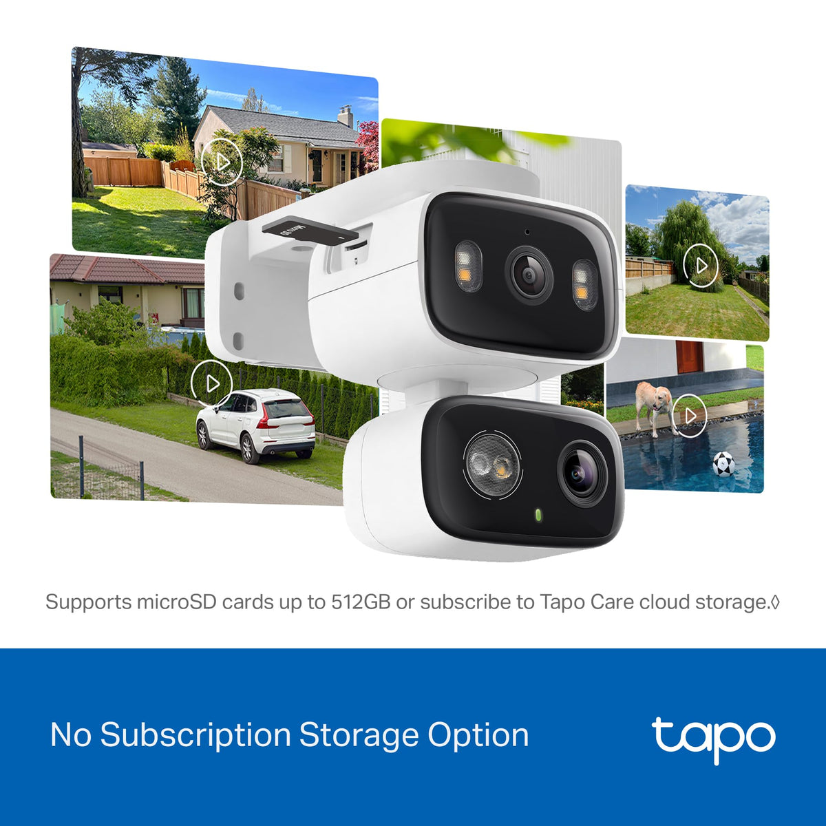2K Indoor/Outdoor Dual Lens Pan/Tilt Wired Security Camera D8579