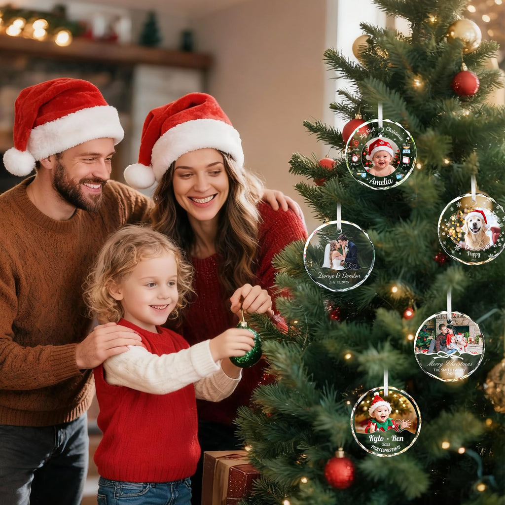 Custom Photo Crystal Glass Christmas Ornament Y3421