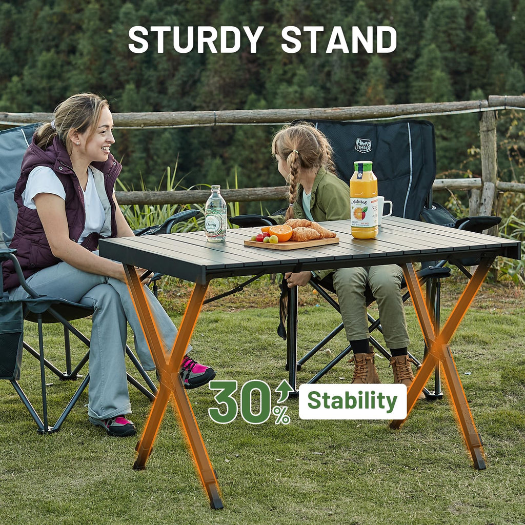 Folding Camping Table Adjustable Height Lightweight Aluminum Black Z9570