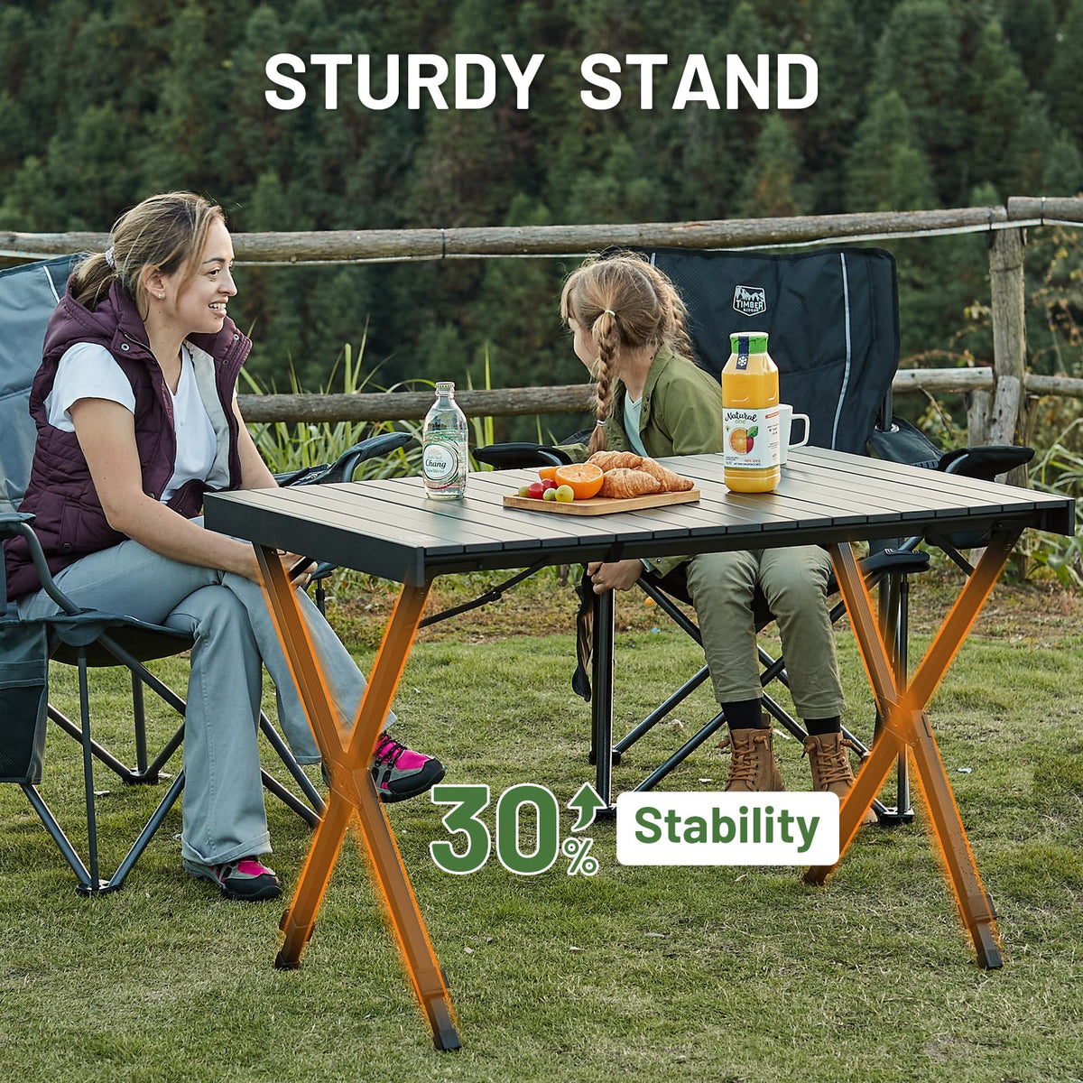 Folding Camping Table Adjustable Height Lightweight Aluminum Black Z9570