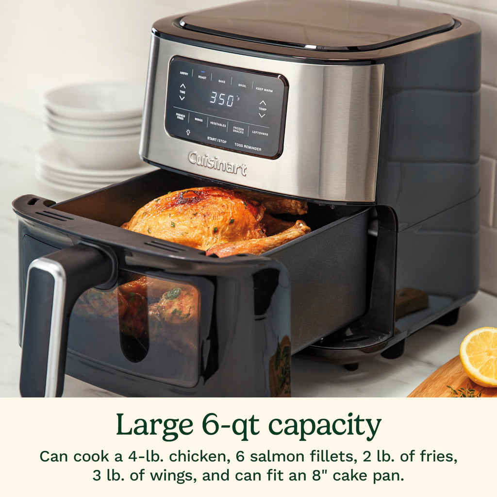 6-Quart Air Fryer with 5 Cooking Functions, Stainless Steel & Black L542