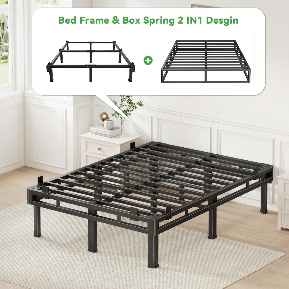 Queen 18 inch Metal Bed Frame T3865