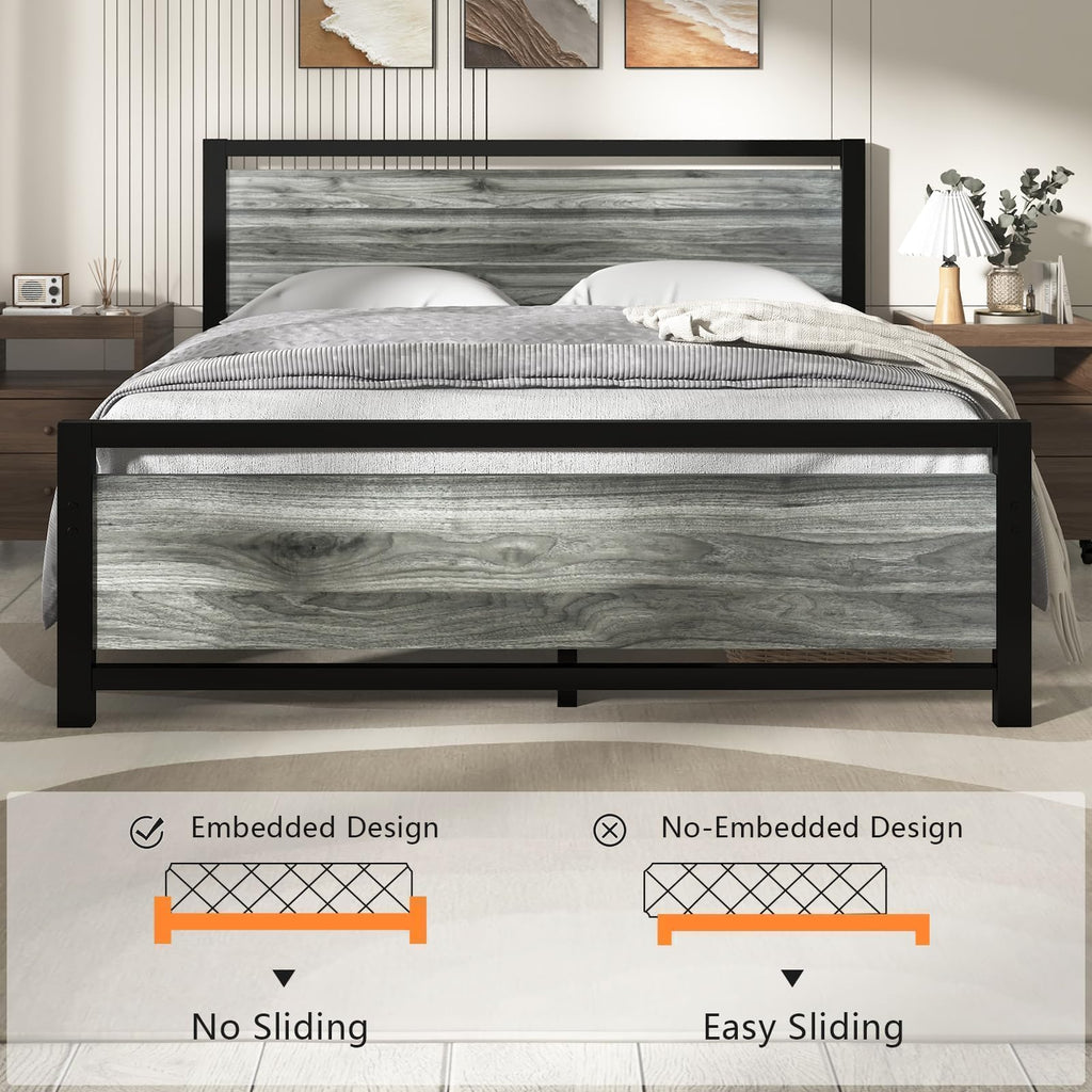 Twin Metal Bed Frame with Industrial Headboard T493