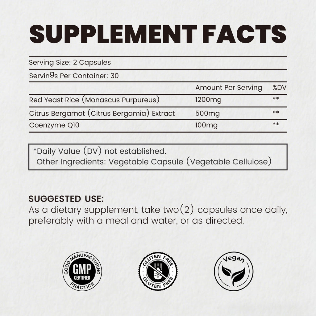 Red Yeast Rice CoQ10 Citrus Bergamot 60 Capsules S49206