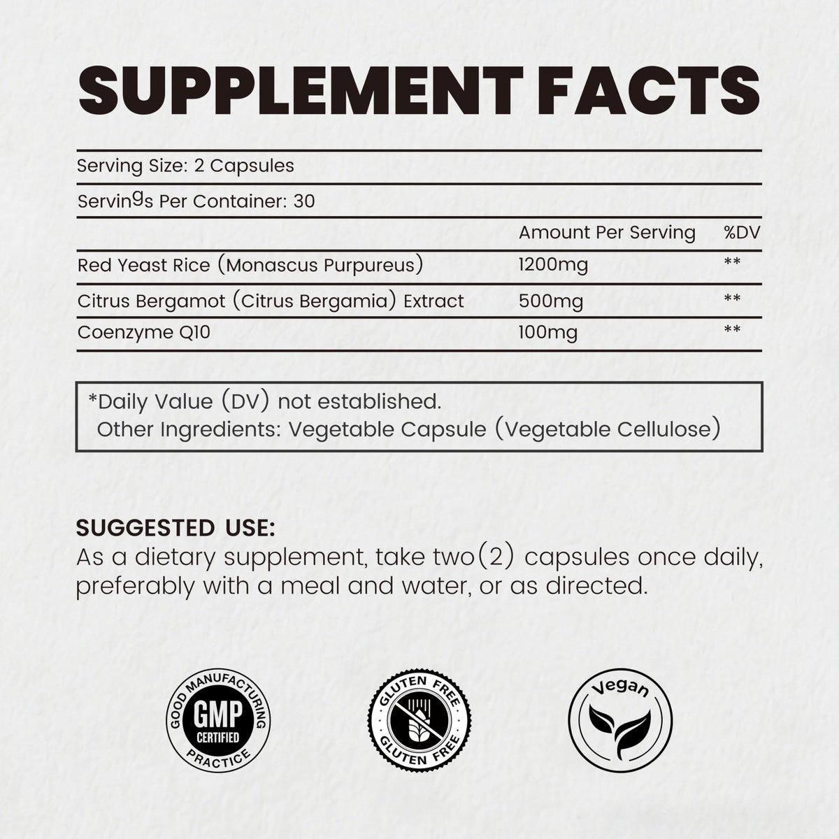 Red Yeast Rice CoQ10 Citrus Bergamot 60 Capsules S49206