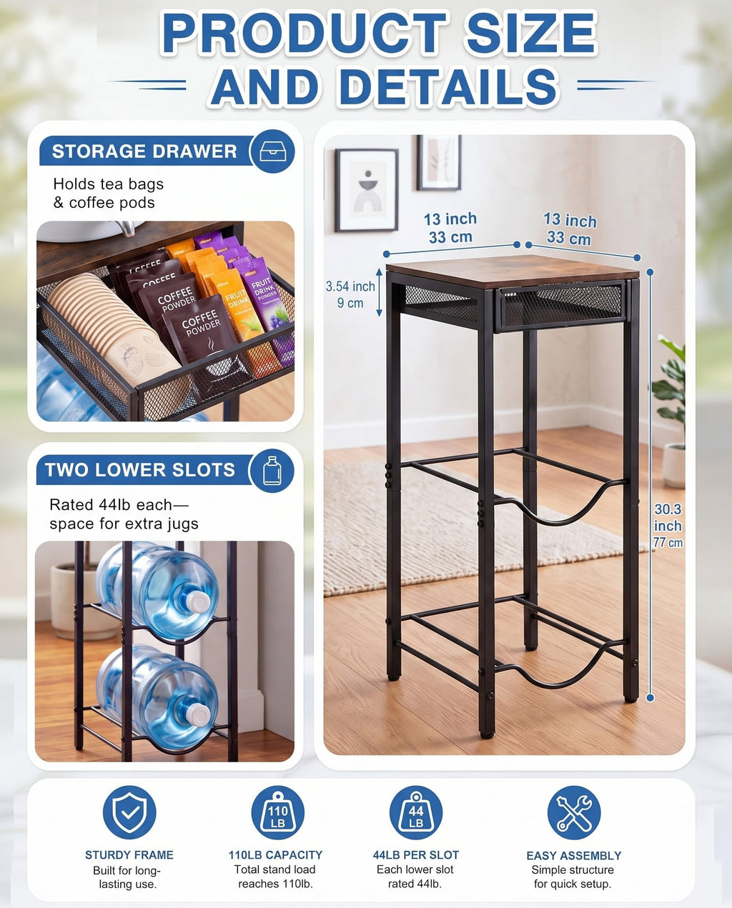 3-Tier 5 Gallon Ceramic Water Jug Holder S36029