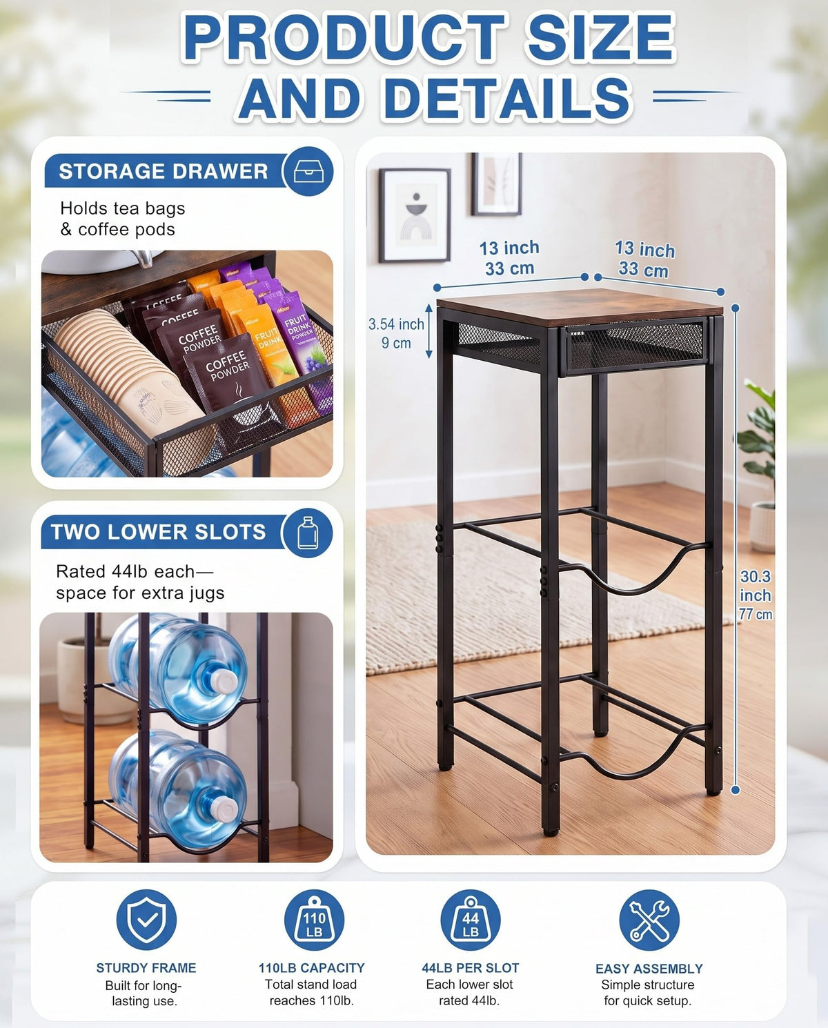 3-Tier 5 Gallon Ceramic Water Jug Holder S36029