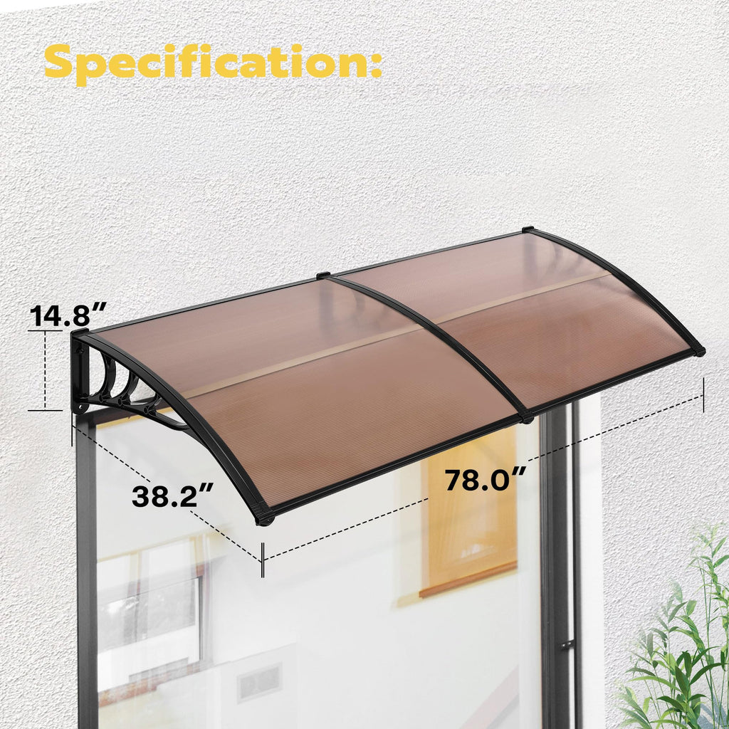 Polycarbonate Window Door Awning Brown 38 Inch x 78 Inch I695