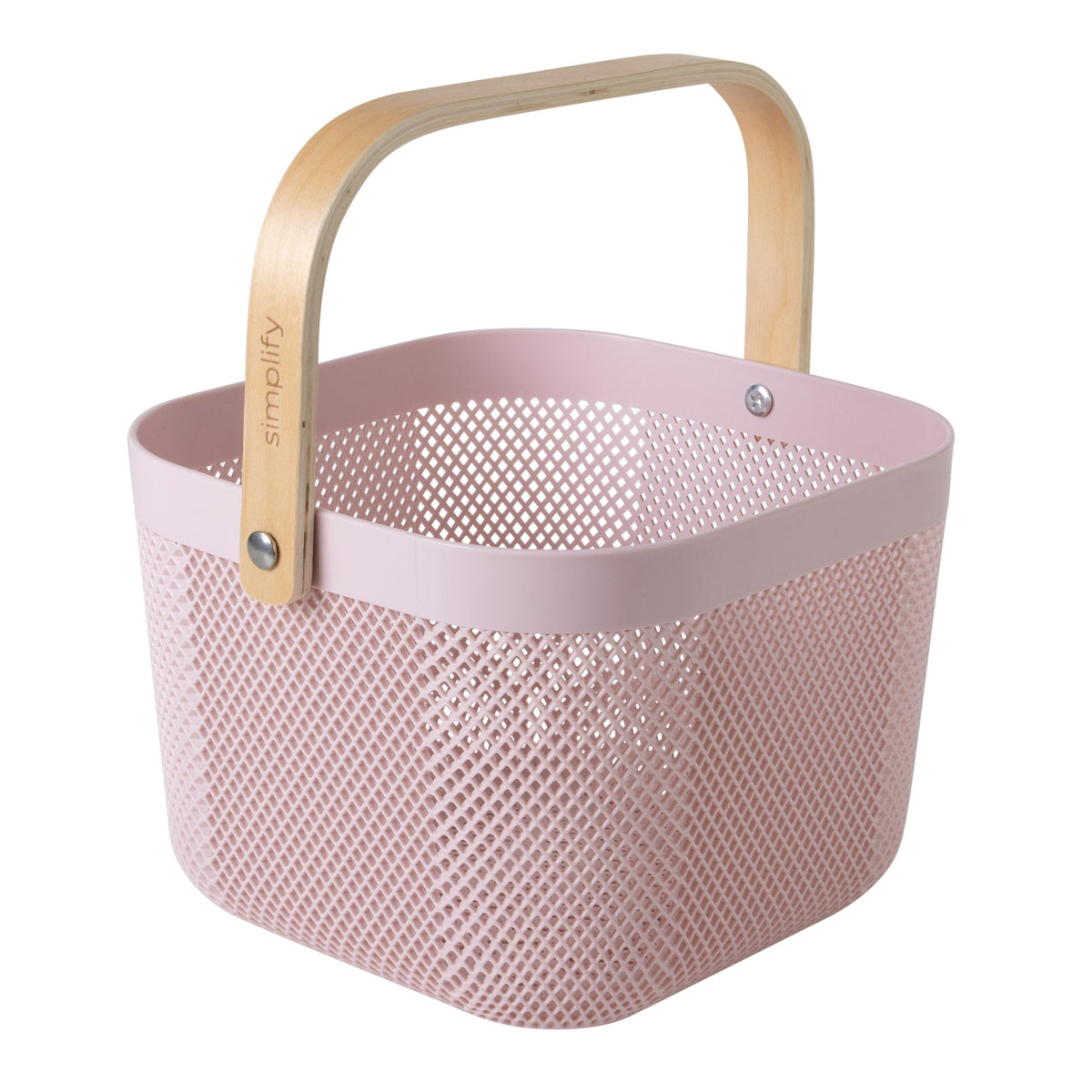 Small Mesh Storage Basket with Wooden Handle G315