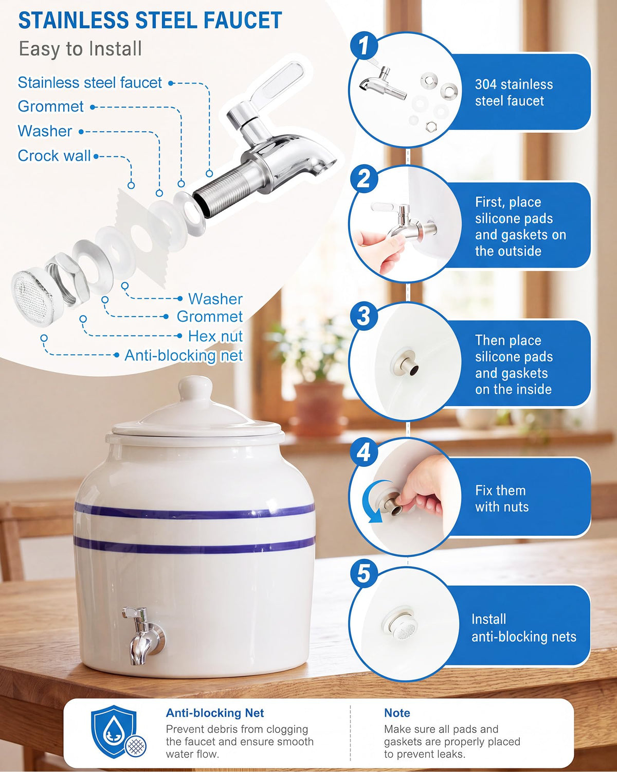 3-Tier 5 Gallon Ceramic Water Jug Holder S36029