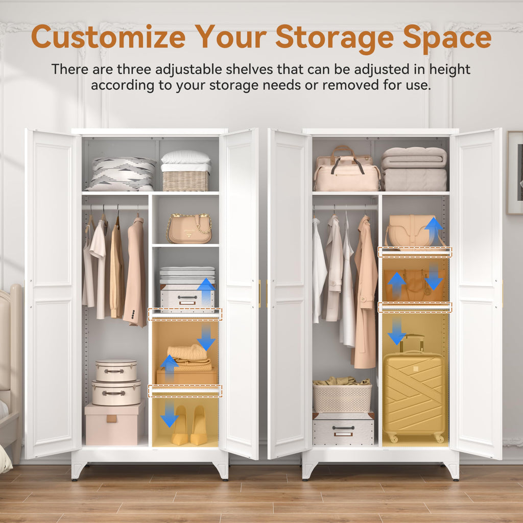 Metal Armoire Wardrobe Closet with 2 Doors L333826