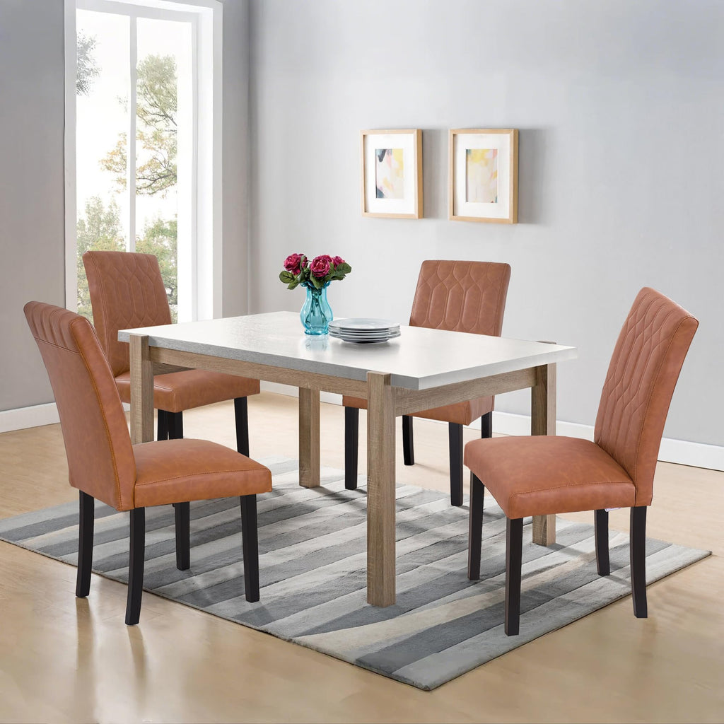Upholstered Dining Chairs Set of 2 PU Leather Brown F995