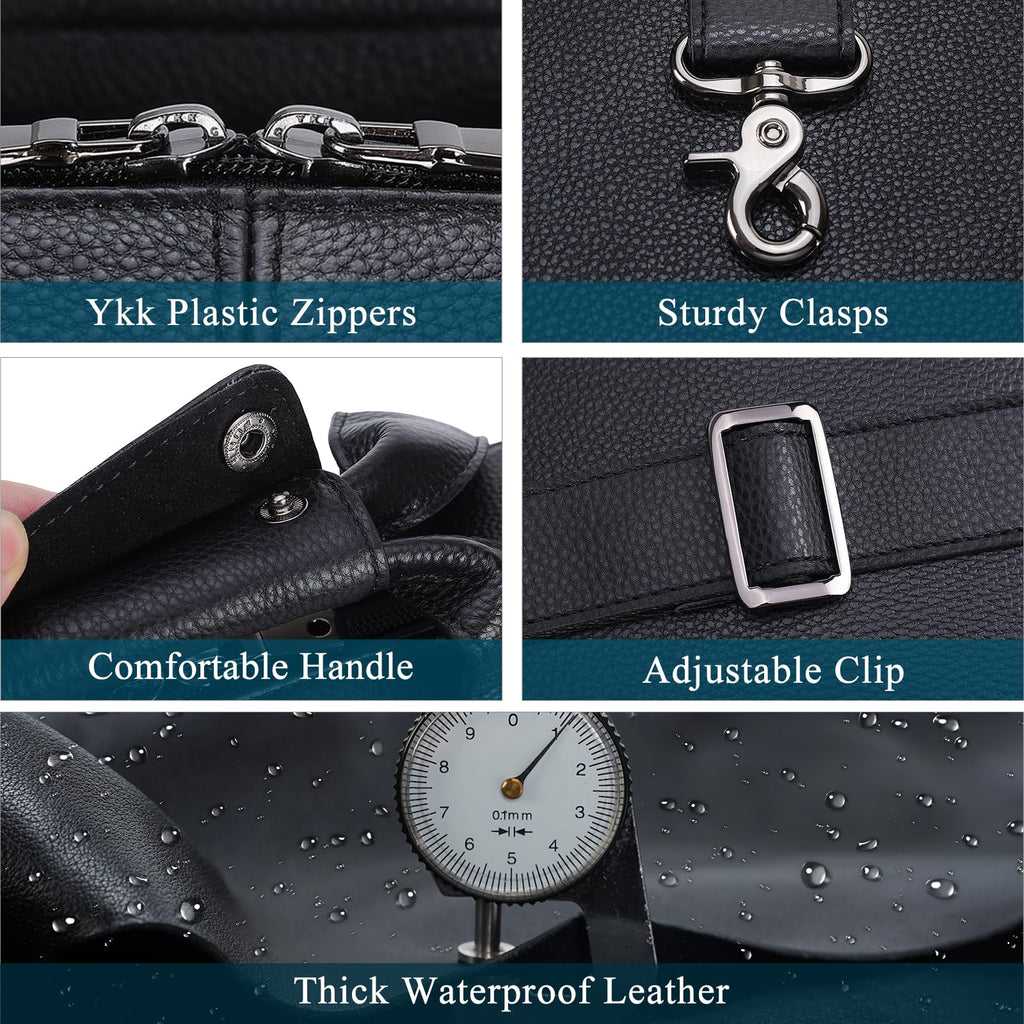 Black Leather 16 Inch Laptop Briefcase Bag A455