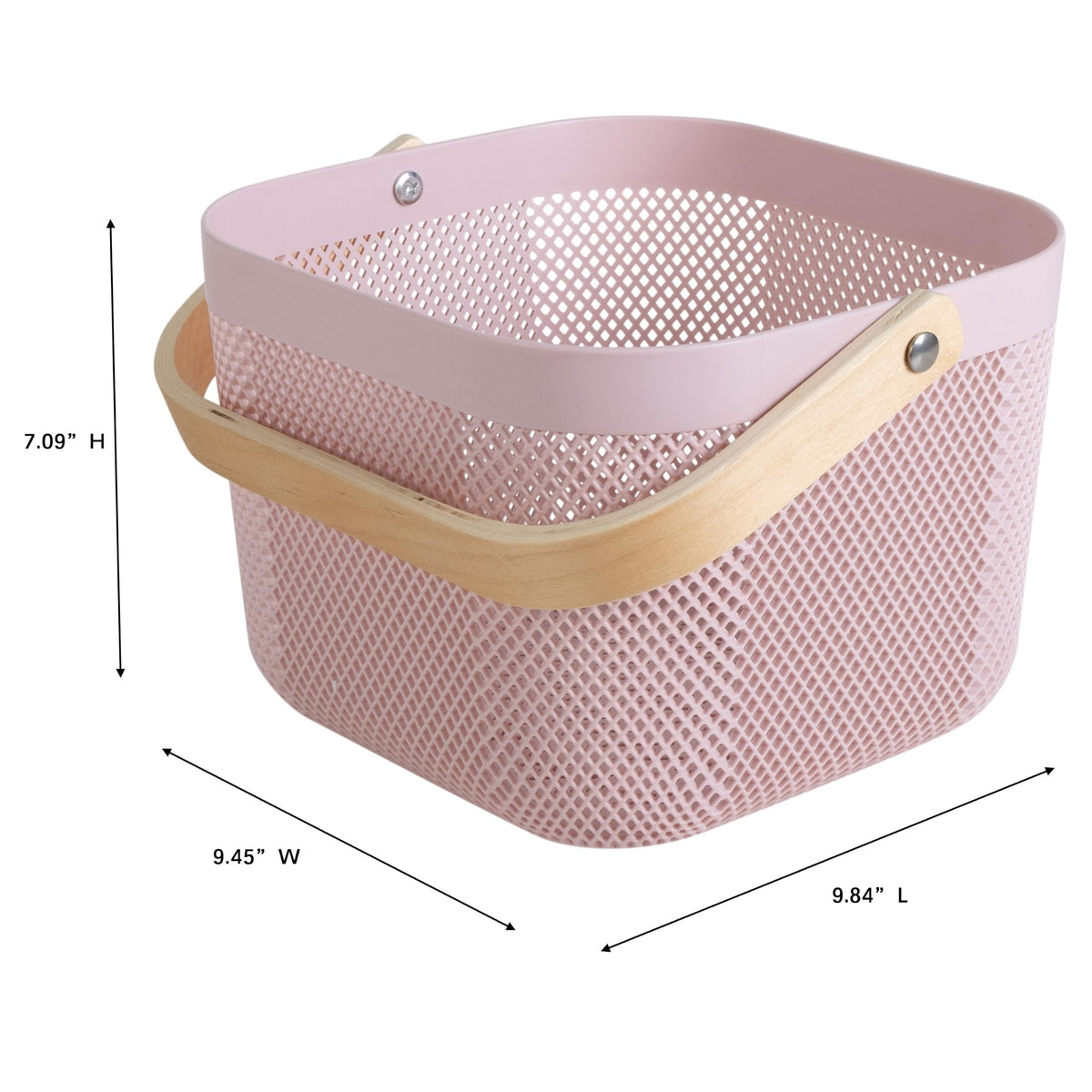 Small Mesh Storage Basket with Wooden Handle G315