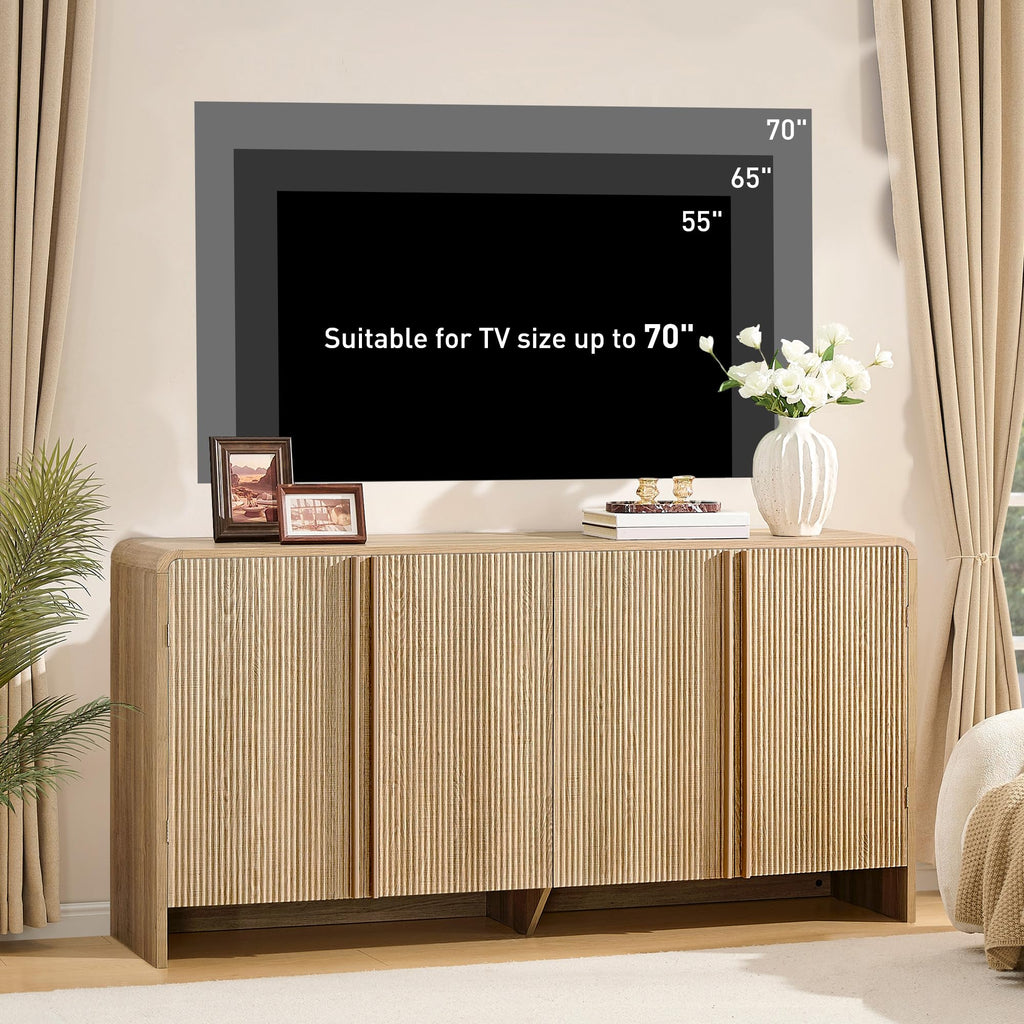 63" Modern Fluted TV Stand with Storage D204