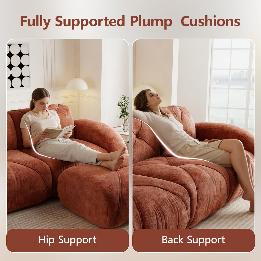 110" Orange Velvet Modular Sofa Q982809