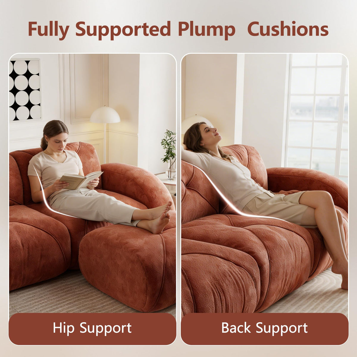 110" Orange Velvet Modular Sofa Q982809