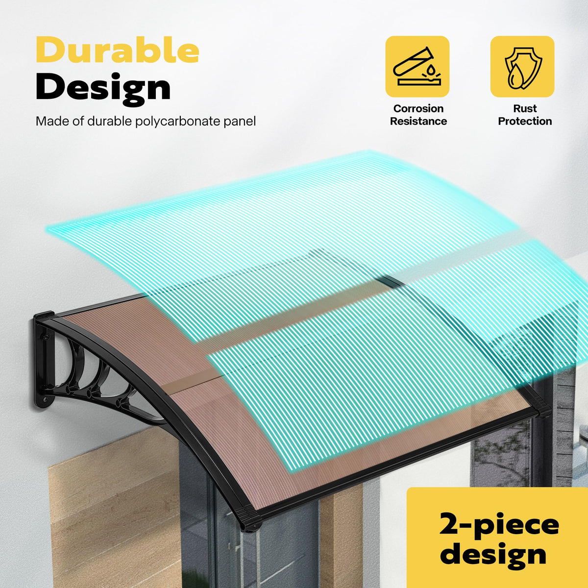 Polycarbonate Window Door Awning Brown 38 Inch x 78 Inch I695