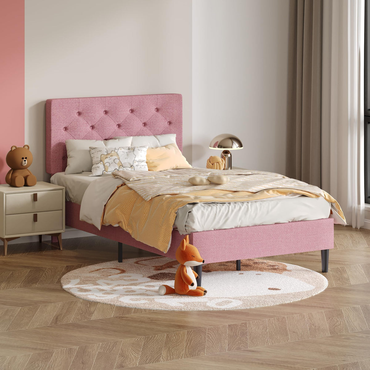 Twin Upholstered Platform Bed T319515