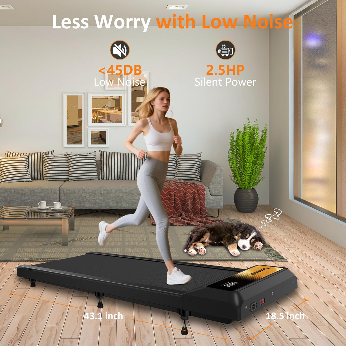 2.5HP Incline Walking Pad Treadmill with Remote H30000