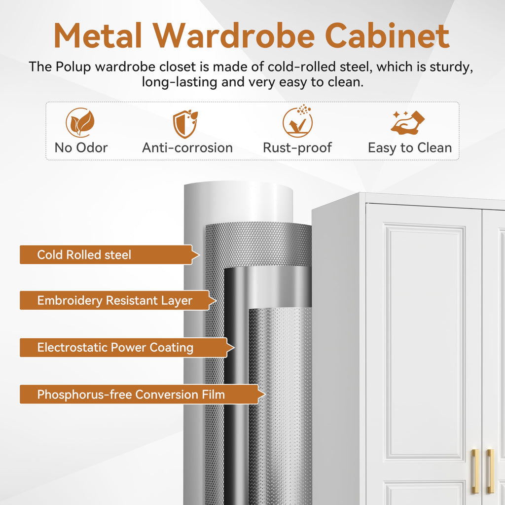 Metal Armoire Wardrobe Closet with 2 Doors L333826