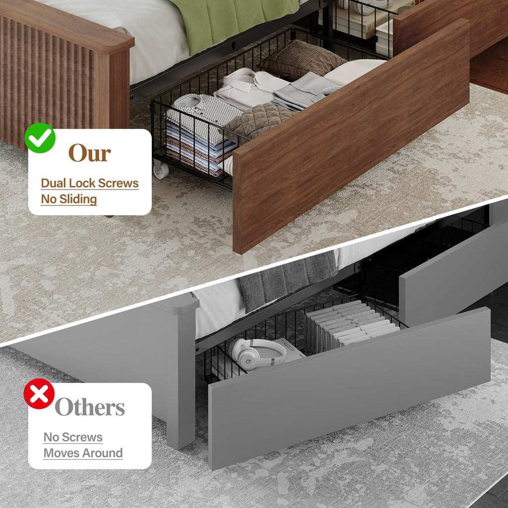 Queen Size Bed Frame with 4 Storage Drawers Q466719