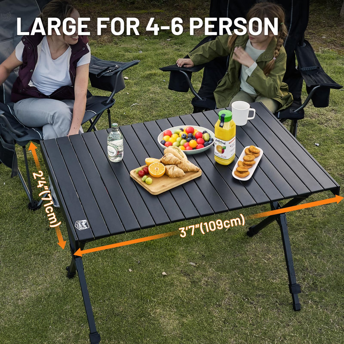 Folding Camping Table Adjustable Height Lightweight Aluminum Black Z9570