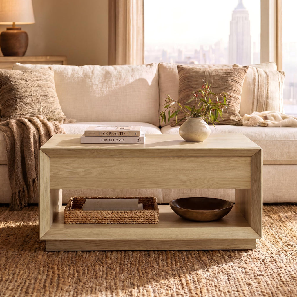 35" Lift Top Wood Coffee Table with Storage O453