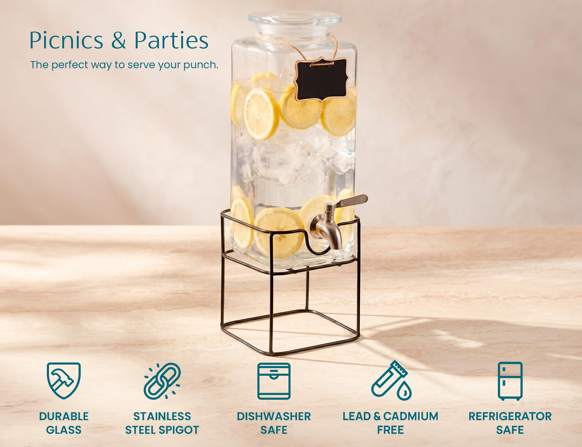 Glass Drink Dispenser with Stand 1 Gallon C181