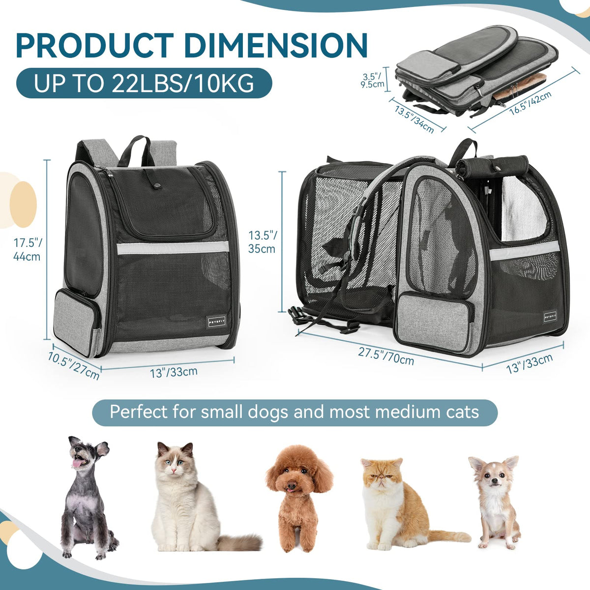 Dog Backpack Carrier with Fleece Mat N332295
