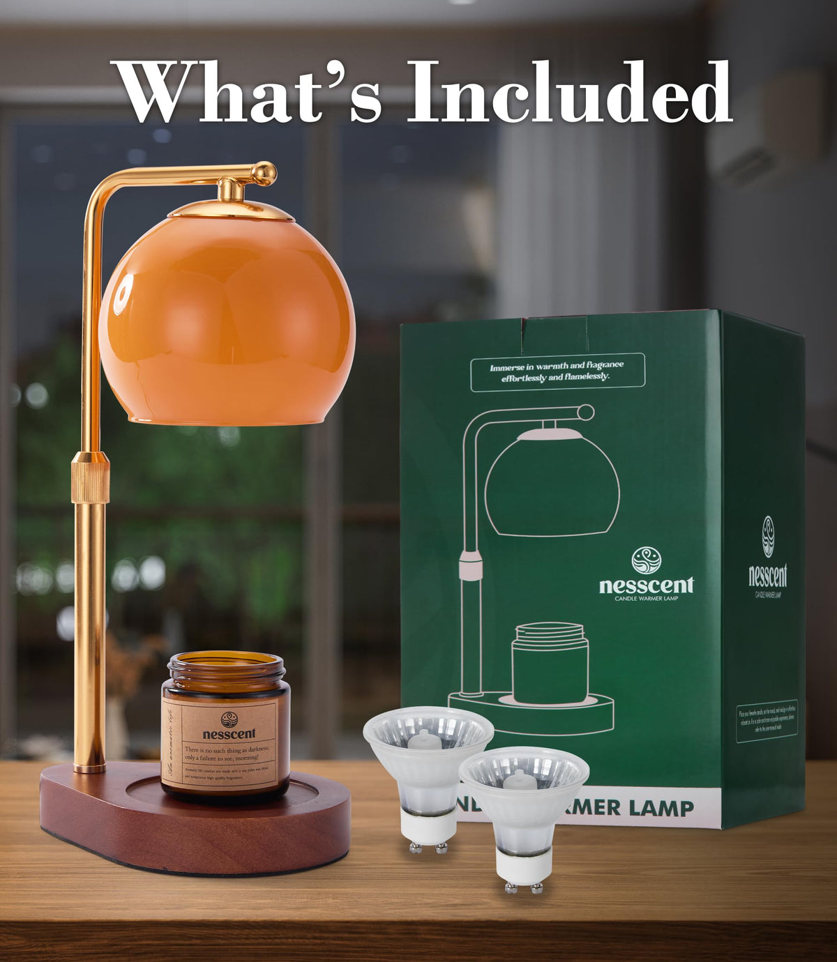 Amber Glass Candle Warmer Lamp Adjustable Height with Timer X746
