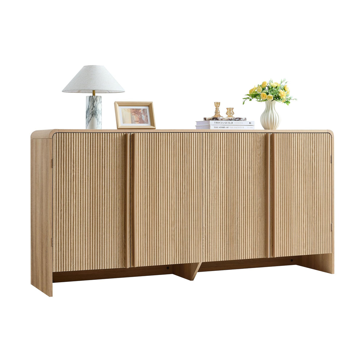 63" Modern Fluted TV Stand with Storage D204