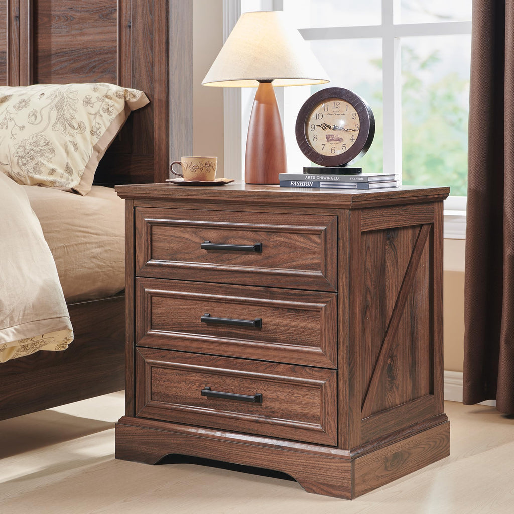 22" Brown Nightstands Set of 2 with 3 Drawers H8831