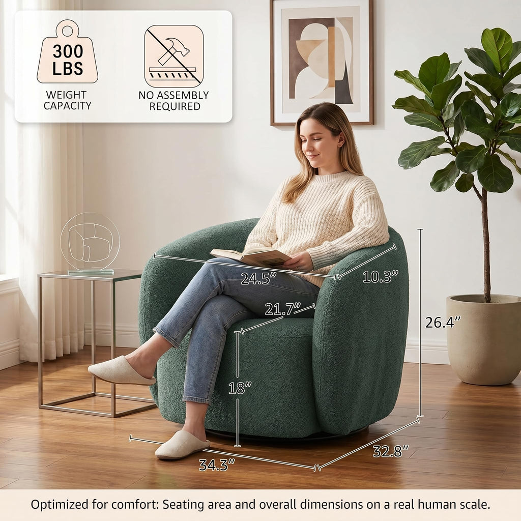 Green Boucle Swivel Accent Chair Set of 2 F32168