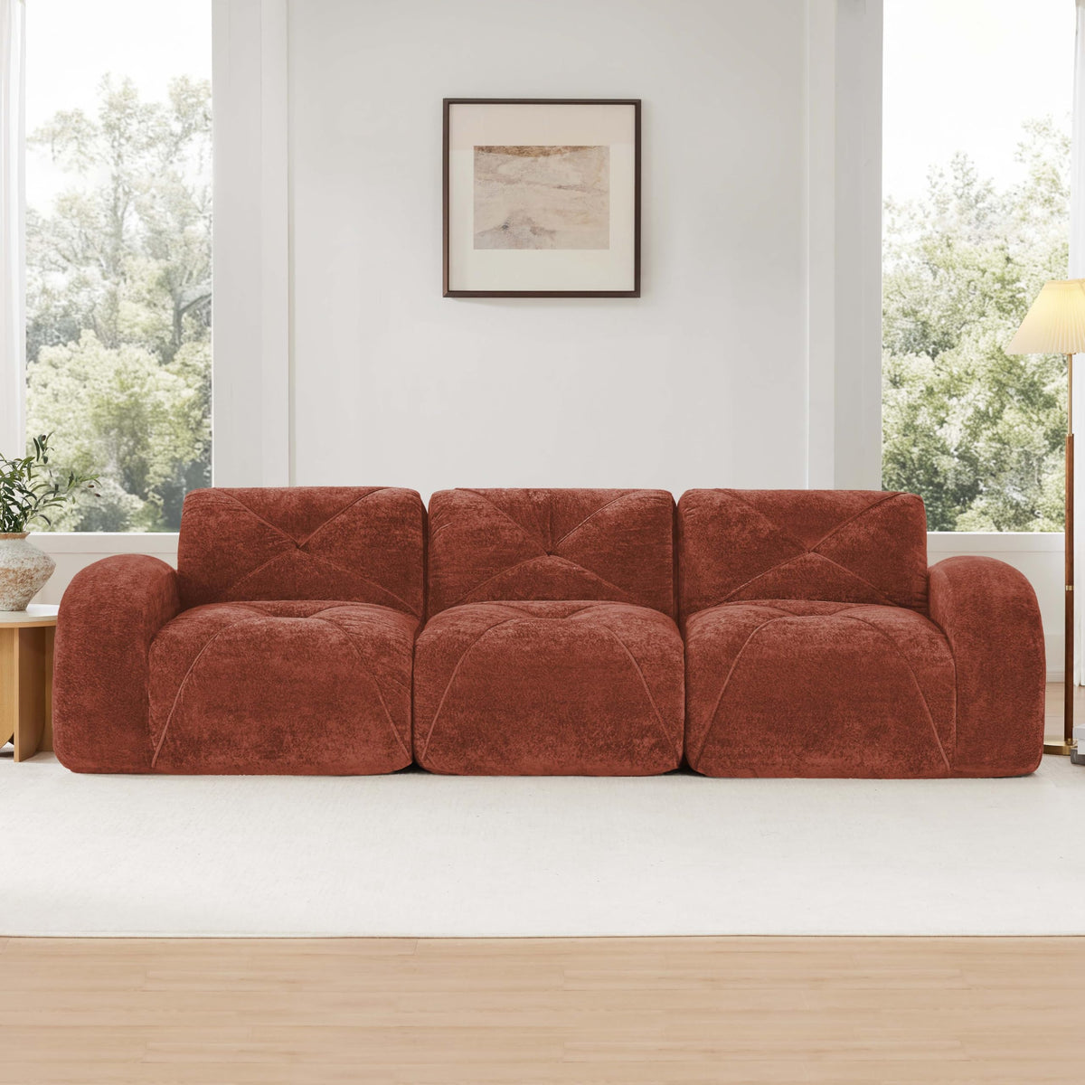 110" Orange Velvet Modular Sofa Q982809