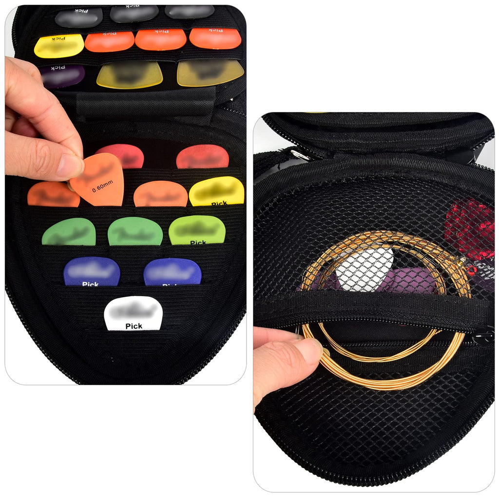 Black Guitar Pick Case with Mesh Pocket V96753