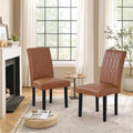 Upholstered Dining Chairs Set of 2 PU Leather Brown F995