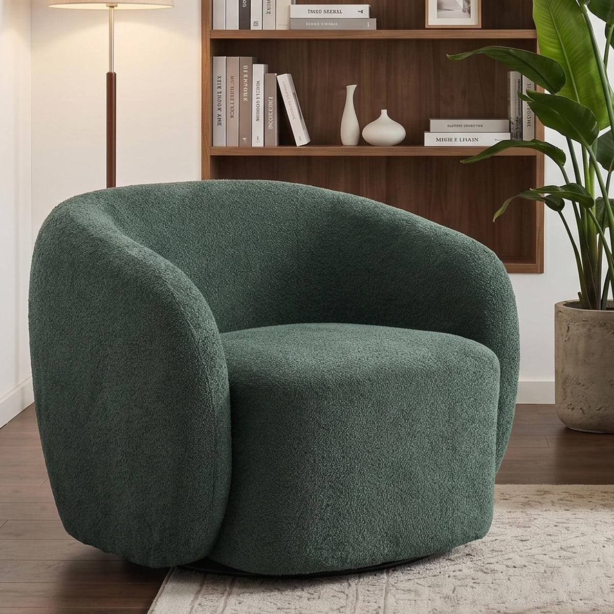 Green Boucle Swivel Accent Chair Set of 2 F32168