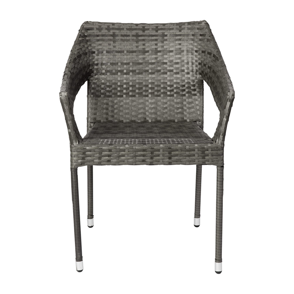 Gray PE Rattan Patio Dining Chair 2-Pack D882460