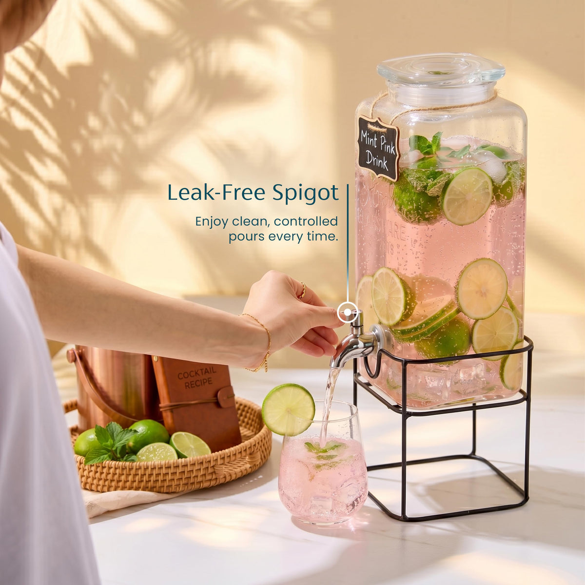 Glass Drink Dispenser with Stand 1 Gallon C181