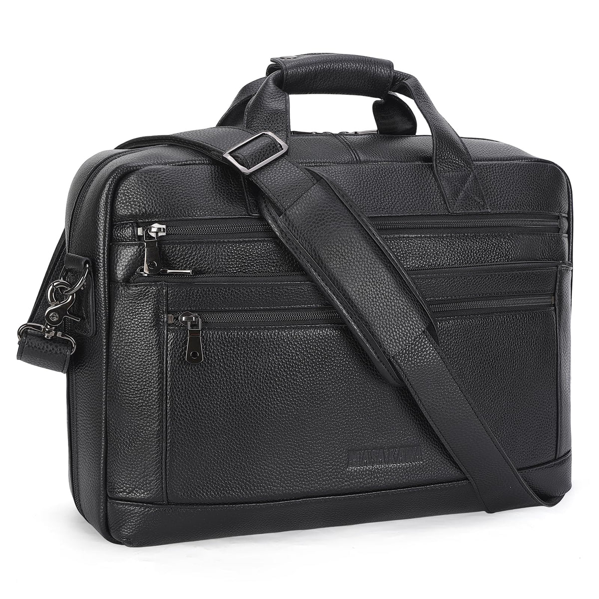 Black Leather 16 Inch Laptop Briefcase Bag A455