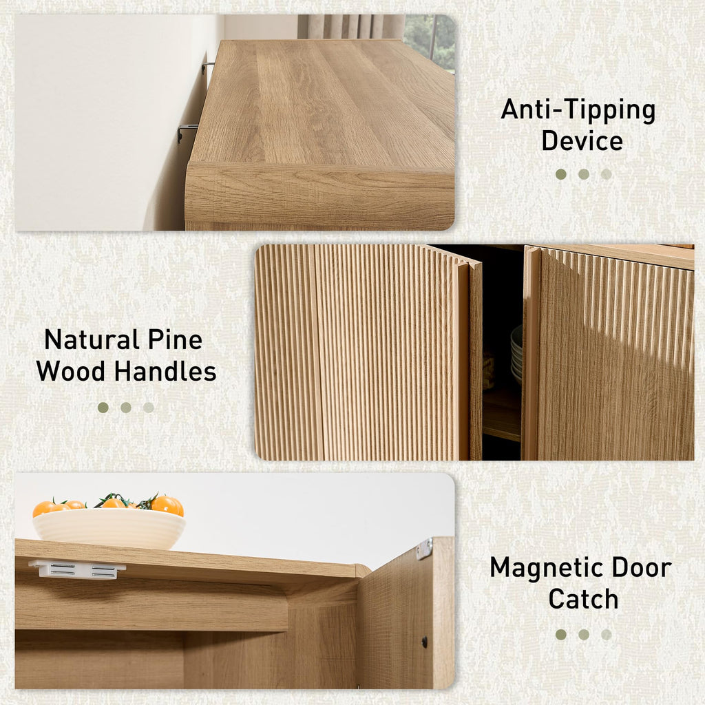 63" Modern Fluted TV Stand with Storage D204