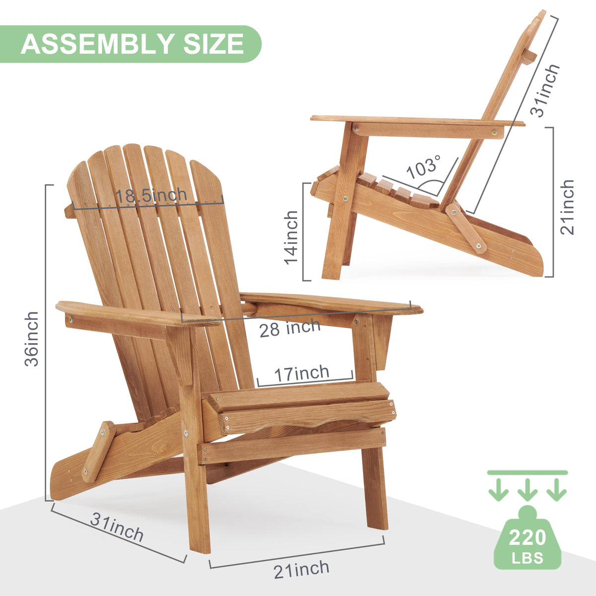 Wooden Folding Adirondack Chair Set of 2 O28897