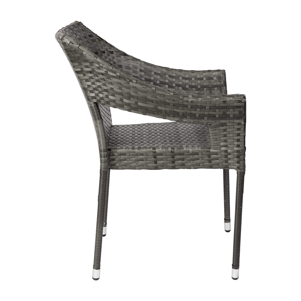 Gray PE Rattan Patio Dining Chair 2-Pack D882460