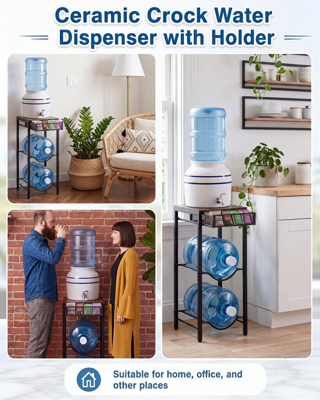 3-Tier 5 Gallon Ceramic Water Jug Holder S36029