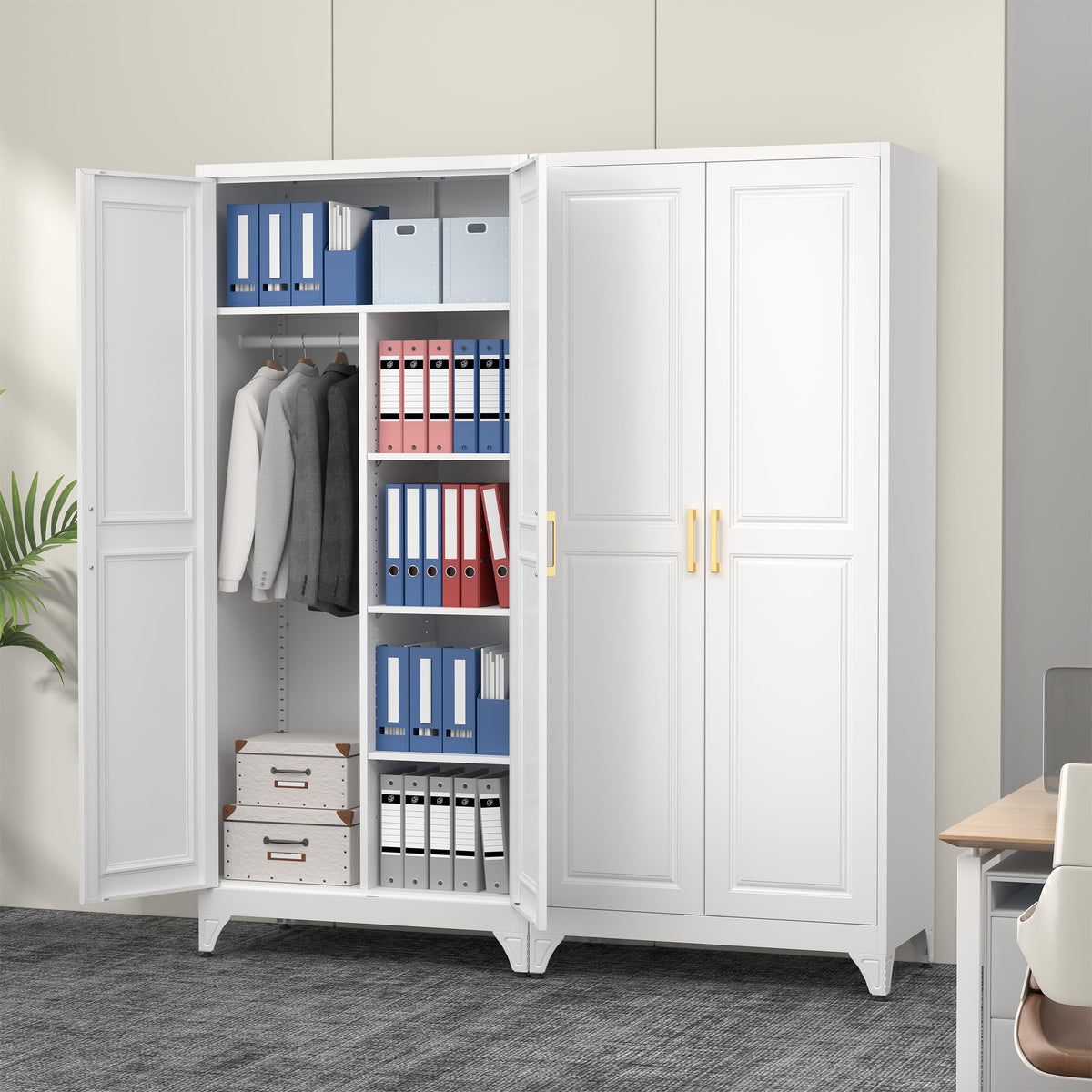 Metal Armoire Wardrobe Closet with 2 Doors L333826