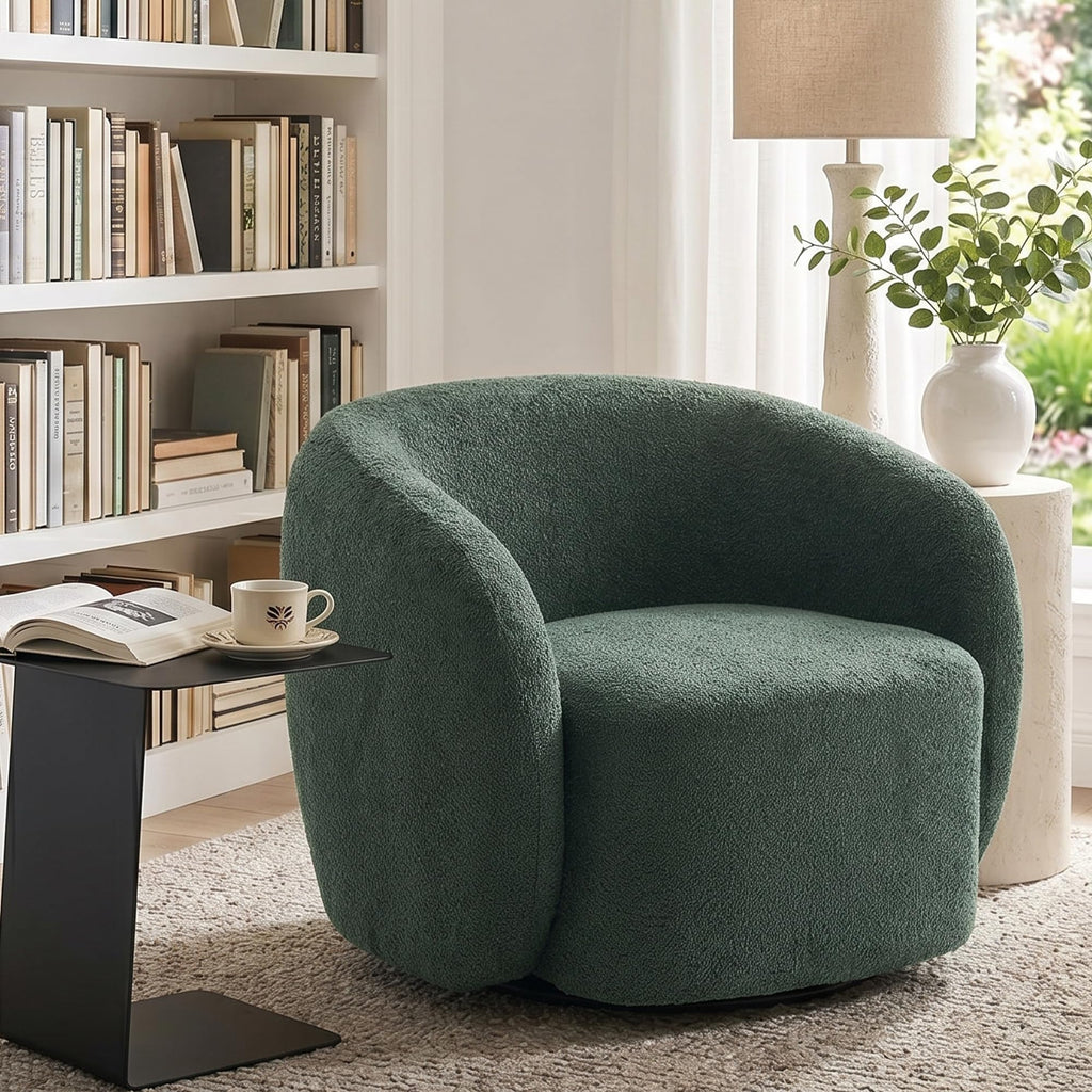 Green Boucle Swivel Accent Chair Set of 2 F32168
