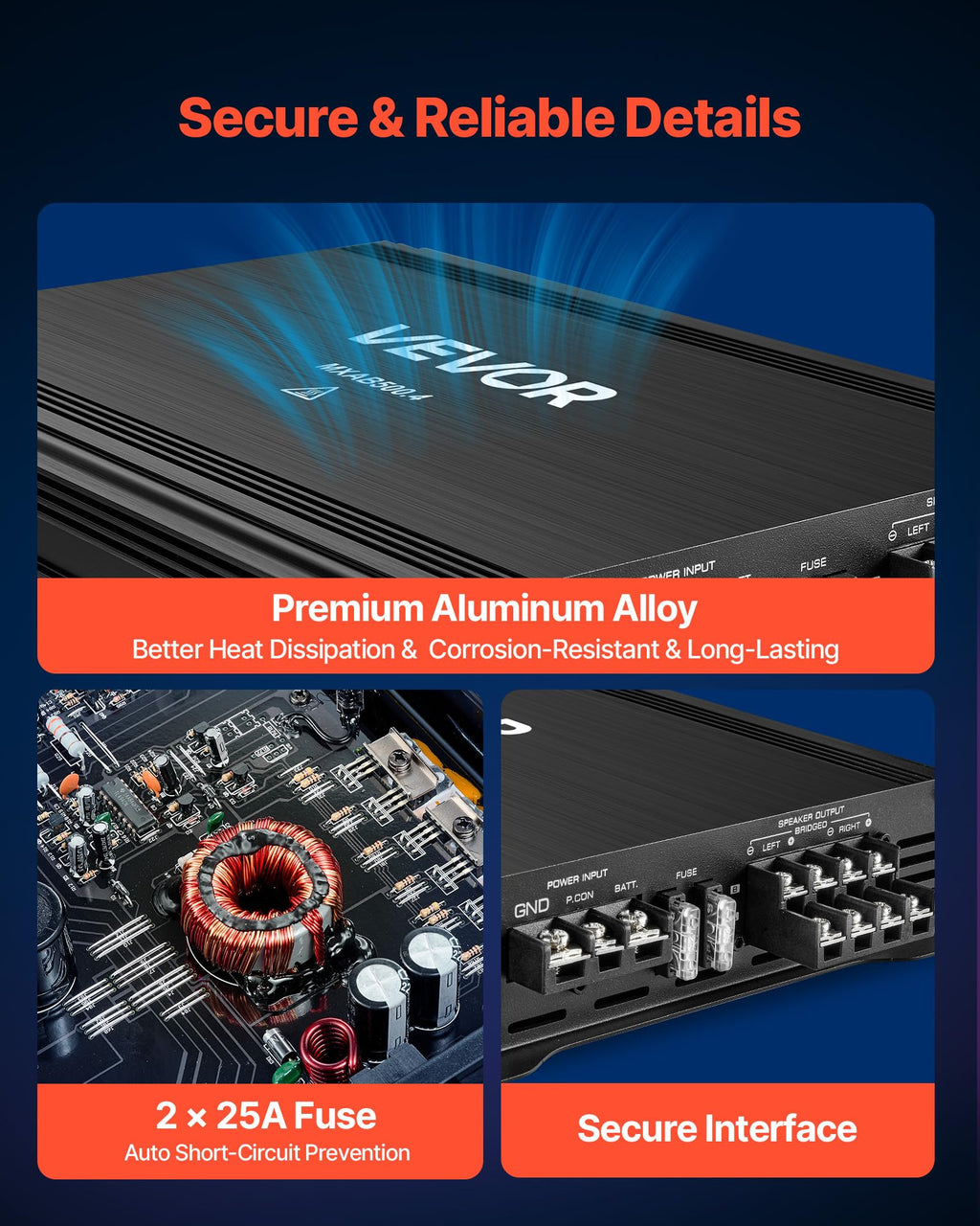 4 Channel Bridgeable Class A/B Car Audio Amplifier Z65414