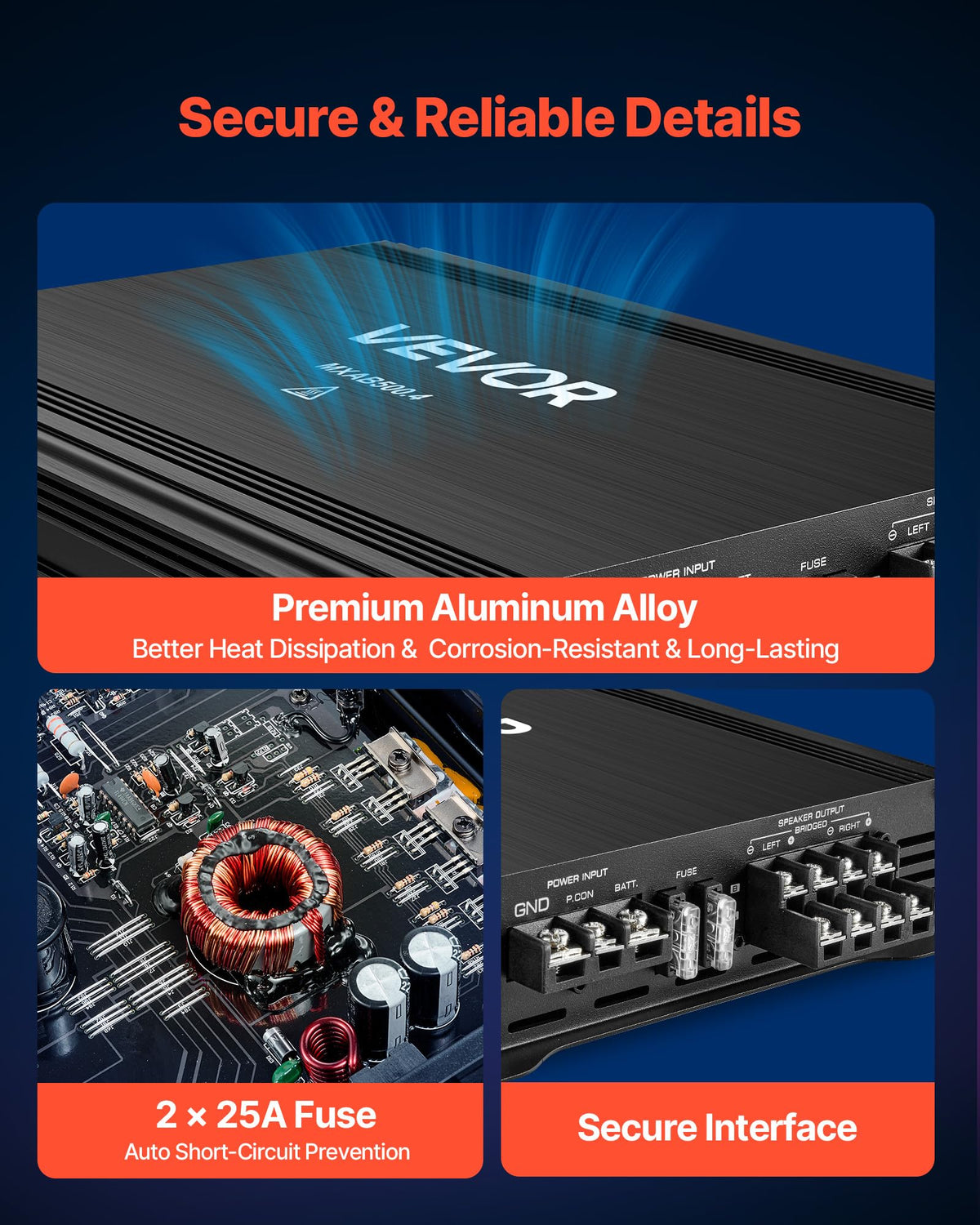4 Channel Bridgeable Class A/B Car Audio Amplifier Z65414